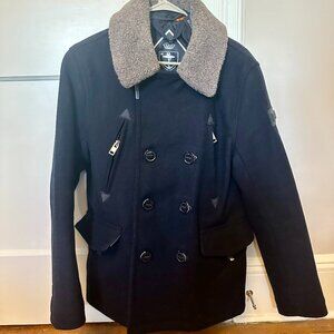 Superdry Navy Label Wool Peacoat